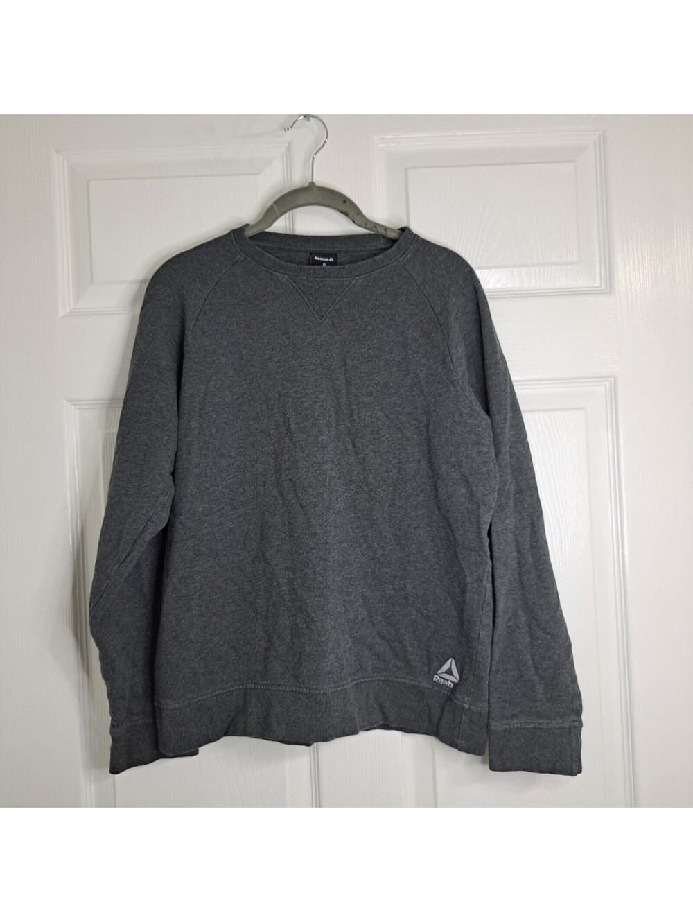 Reebok Pullover Sweater Mens Size S Gray Reeb Spellout Logo